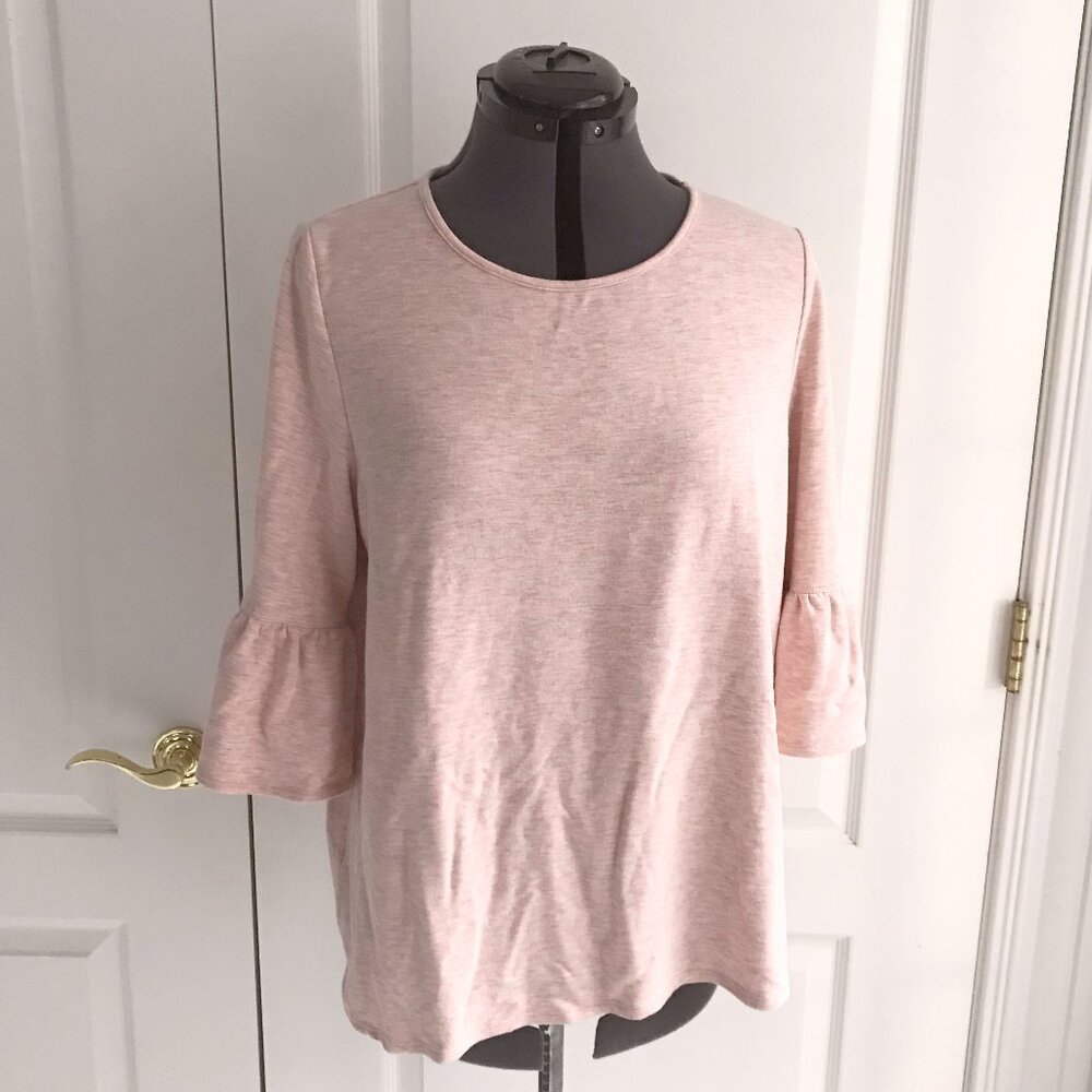Adrianna Papell Bell Sleeved Top in Salmon / Peach, Size L